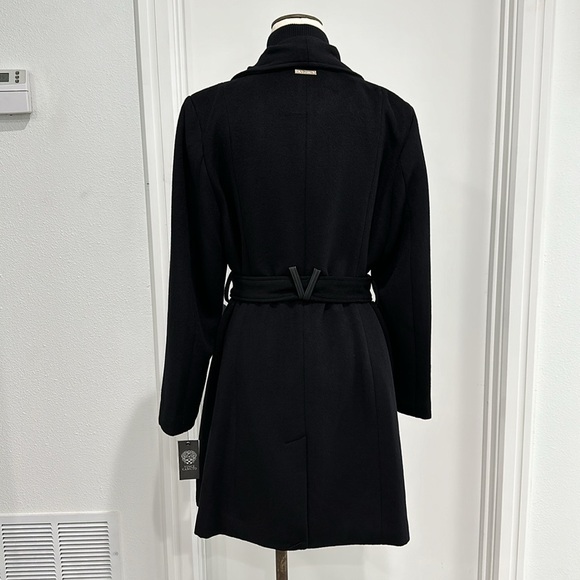 Vince Camuto Black Belted Layered Coat - L - Picture 3 of 16